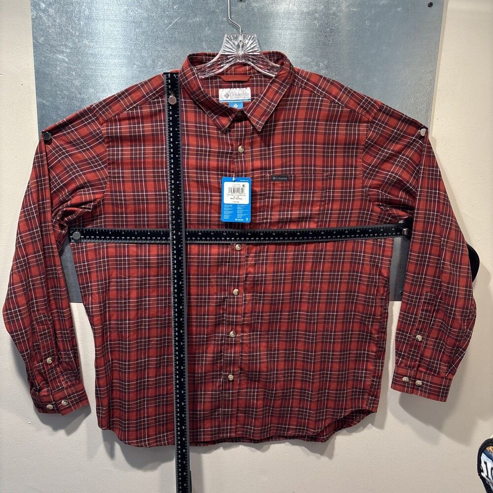 Columbia Vapor Ridge III Rust Plaid Button Up Long Sleeve Shirt  XL Retail $60.